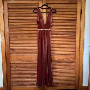 Jenny Yoo Logan Deep-V Velvet Column Gown